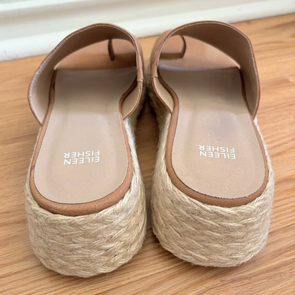 Eileen Fisher Tarry Espadrille Wedge Slide in Cognac - Picture 3 of 5